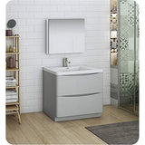 Fresca FVN9136GRG Fresca Tuscany 36" Glossy Gray Free Standing Modern Bathroom Vanity w/ Medicine Cabinet