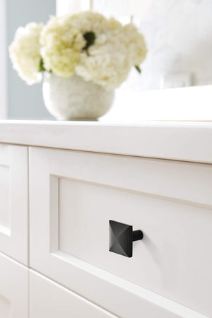 Amerock Cabinet Knob Matte Black 1-1/8 inch (29 mm) Length Extensity 1 Pack Drawer Knob Cabinet Hardware