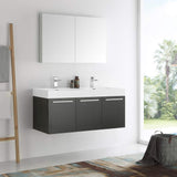 Fresca FVN8092WH-D Fresca Vista 48" White Wall Hung Double Sink Modern Bathroom Vanity w/ Medicine Cabinet