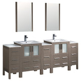 Fresca FVN62-72GO-UNS Fresca Torino 84" Gray Oak Modern Double Sink Bathroom Vanity w/ 3 Side Cabinets & Integrated Sinks