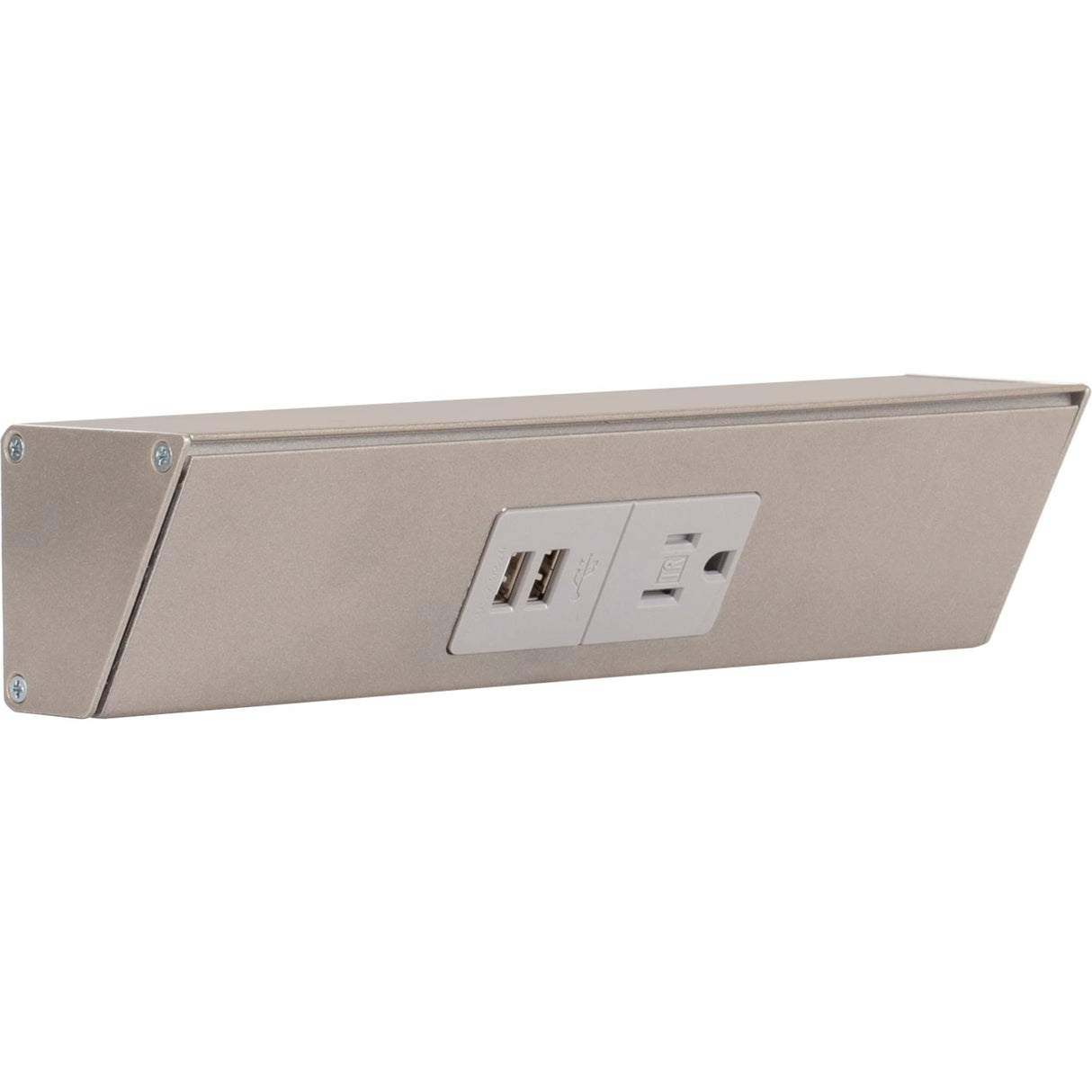 Task Lighting TRU9-1GD-P-SN 9" TR USB Series Angle Power Strip with USB, Satin Nickel Finish, Grey Receptacles