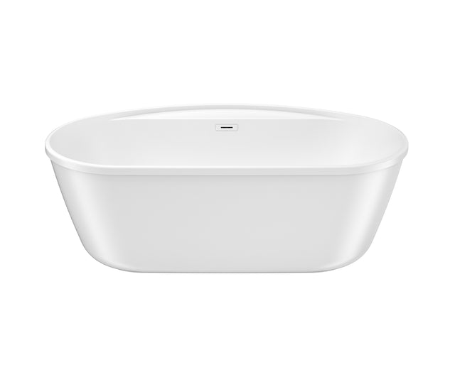 MAAX 106993-000-002-100 Eldora 6434 AcrylX Freestanding Center Drain Bathtub in White with White Skirt