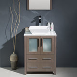 Fresca FVN6224GO-VSL Fresca Torino 24" Gray Oak Modern Bathroom Vanity w/ Vessel Sink