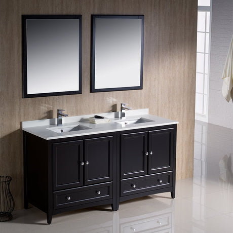 Fresca FVN20-3030ES Fresca Oxford 60" Espresso Traditional Double Sink Bathroom Vanity