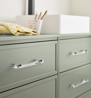 Amerock Cabinet Pull Clear/Polished Chrome 6-5/16 inch (160 mm) Center to Center Glacio 1 Pack Drawer Pull Drawer Handle Cabinet Hardware