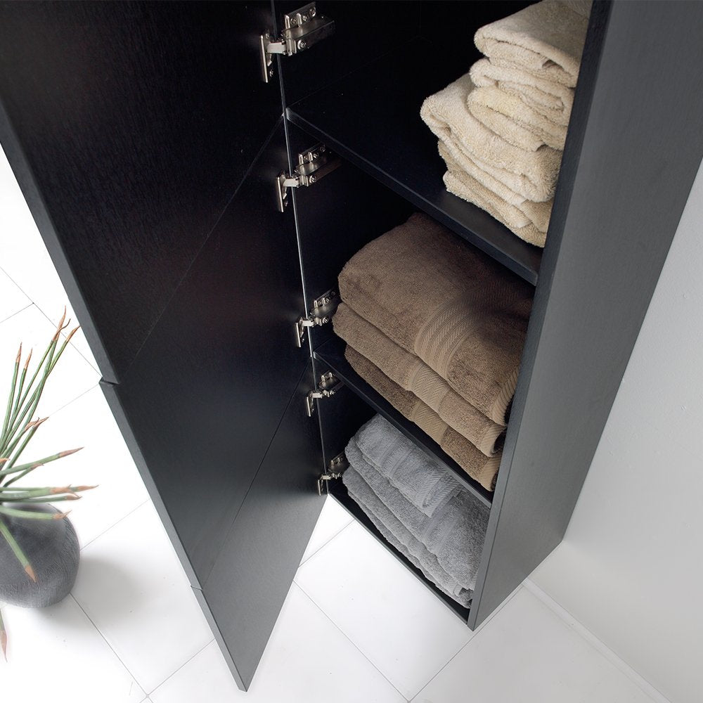 Fresca FST8090BW Fresca Black Bathroom Linen Side Cabinet w/ 3 Large Storage Areas