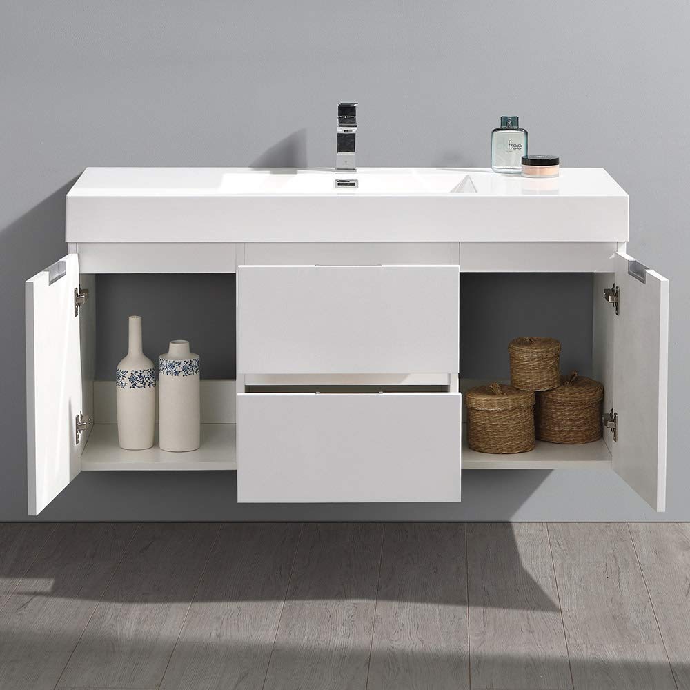 Fresca FCB8348WH-I Fresca Valencia 48" Glossy White Wall Hung Modern Bathroom Vanity