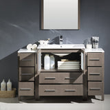 Fresca FVN62-123012GR-UNS Fresca Torino 54" Gray Modern Bathroom Vanity w/ 2 Side Cabinets & Integrated Sink