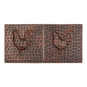 Premier Copper Products T4DBR 4-Inch x 4-Inch Hammered Copper Rooster Tile