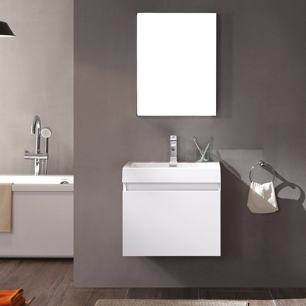 Fresca FVN8006WH Fresca Nano 24" White Modern Bathroom Vanity w/ Medicine Cabinet