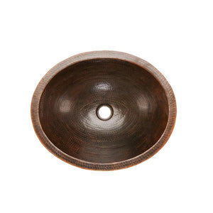 Premier Copper Products VO18SKDB 18" Oval Skirted Vessel Hammered Copper Sink