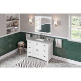 Jeffrey Alexander VKITSAV48WHSGR 48" White Savino Vanity, Steel Grey Cultured Marble Vanity Top, undermount rectangle bowl