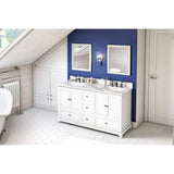 Jeffrey Alexander VKITADD60WHCQR 60" White Addington Vanity, double bowl, Calacatta Vienna Quartz Vanity Top, two undermount rectangle bowls