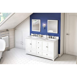 Jeffrey Alexander VKITADD60WHCQR 60" White Addington Vanity, double bowl, Calacatta Vienna Quartz Vanity Top, two undermount rectangle bowls