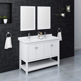 Fresca FVN2348WH-D Fresca Manchester 48" White Traditional Double Sink Bathroom Vanity w/ Mirrors