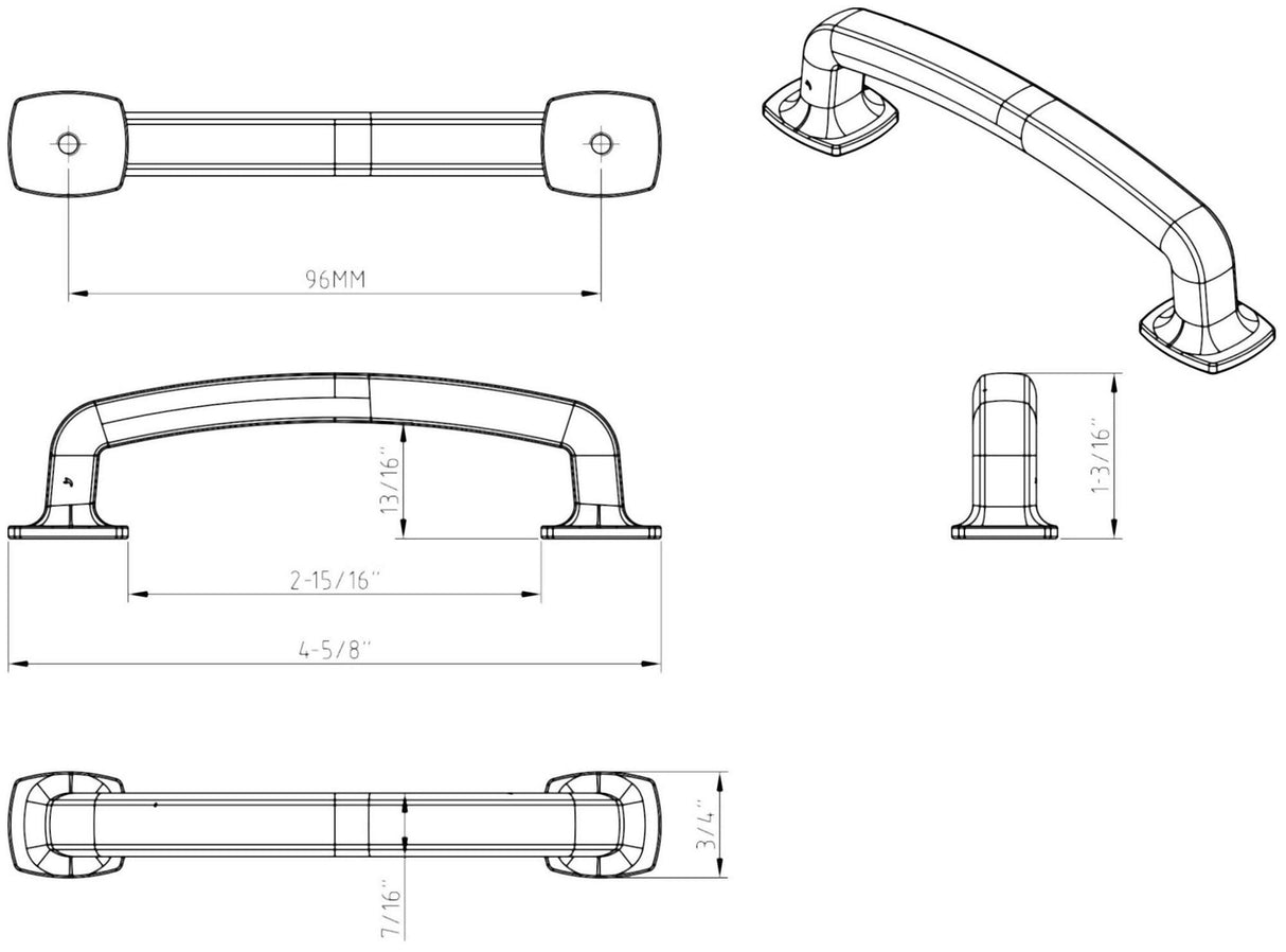 Jeffrey Alexander MO6373NI 96 mm Center-to-Center Polished Nickel Belcastel 1 Cabinet Pull