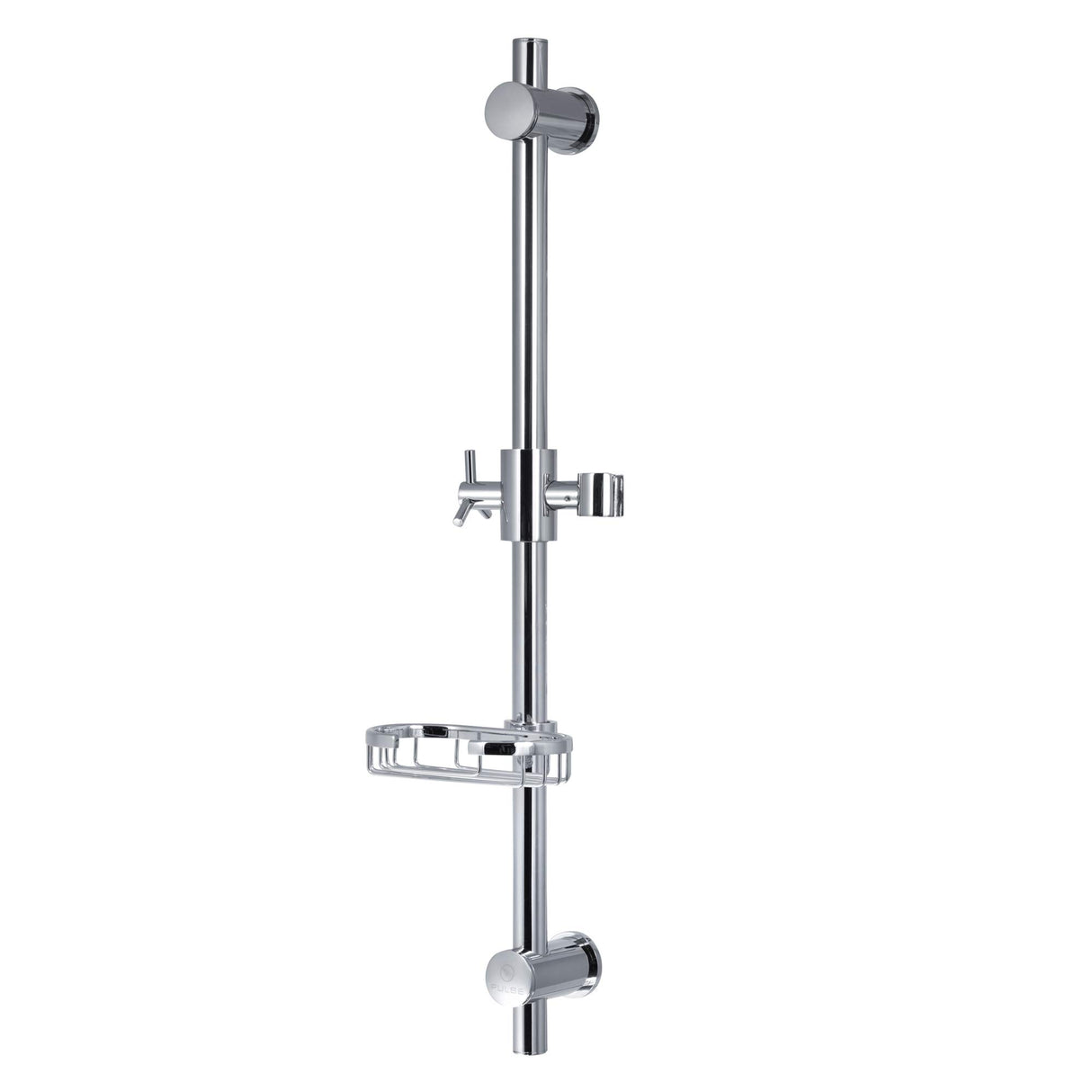 PULSE ShowerSpas 1010-CH Adjustable Slide Bar for Hand Shower with Wire Basket Soap Dish, Polished Chrome