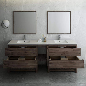 Fresca FVN31-361236ACA-FS Fresca Formosa 84" Floor Standing Double Sink Modern Bathroom Vanity w/ Open Bottom & Mirrors