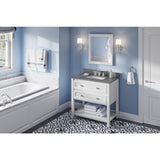 Jeffrey Alexander VKITADL36WHSGR 36" White Adler Vanity, Steel Grey Cultured Marble Vanity Top, undermount rectangle bowl