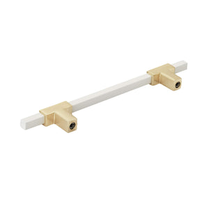 Amerock Cabinet Pull Brushed Gold/White 5-1/16 inch (128 mm) Center to Center Urbanite 1 Pack Drawer Pull Drawer Handle Cabinet Hardware