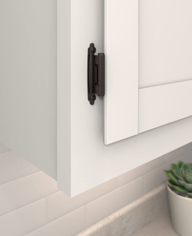 Amerock BPR7630ORB Reverse Bevel Face Frame Cabinet Hinge Variable Overlay Self Closing Face Mount Oil Rubbed Bronze Kitchen Cabinet Door Hinge 1 Pair/2 Pack Functional Hardware
