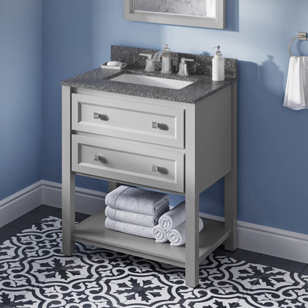 Jeffrey Alexander VKITADL30GRBOR 30" Grey Adler Vanity, Boulder Cultured Marble Vanity Top, undermount rectangle bowl