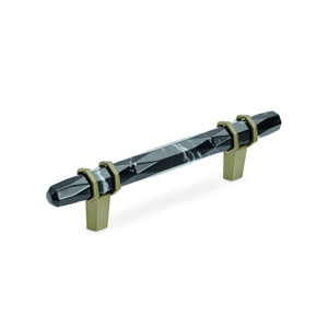 Amerock Cabinet Pull Marble Black/Golden Champagne 3-3/4 inch (96 mm) Center-to-Center Carrione 1 Pack Drawer Pull Drawer Handle Cabinet Hardware