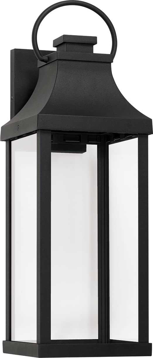 Capital Lighting 946421BK-GL Bradford 1 Light Outdoor Wall Lantern Black