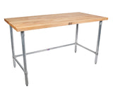 John Boos JNB10 Maple Top Work Table with Galvanized Steel Base and Bracing, 72" Long x 30" Wide 1-1/2" Thick