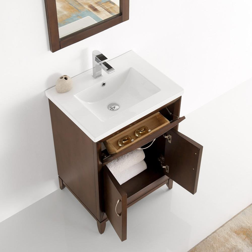 Fresca FVN2124AC Fresca Cambridge 24" Antique Coffee Traditional Bathroom Vanity w/ Mirror