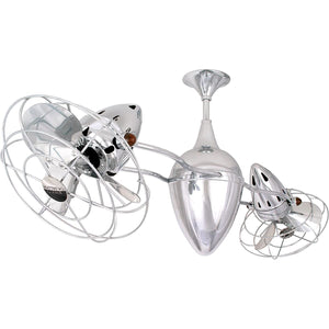 Matthews Fan AR-CR-MTL Ar Ruthiane 360° dual headed rotational ceiling fan in polished chrome finish with metal blades.