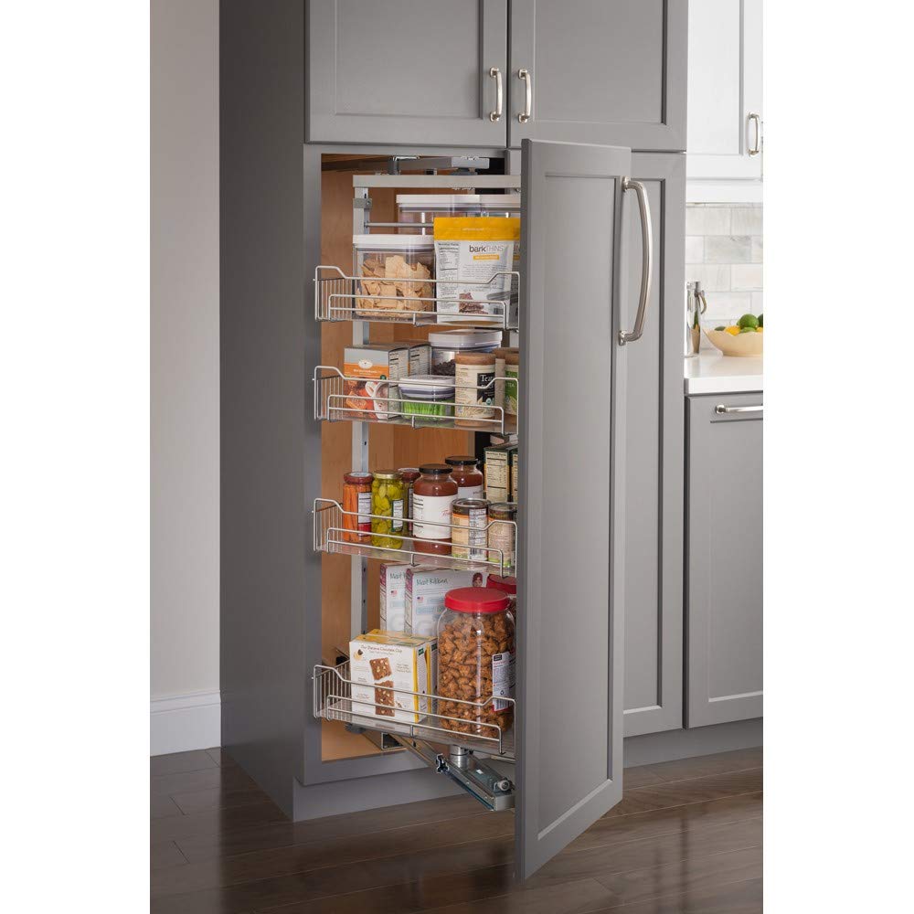 Hardware Resources CPSO1274SC 12" Wide 74" Tall Chrome Wire Soft-close Pantry Swingout