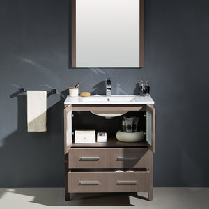 Fresca FVN6230GO-UNS Fresca Torino 30" Gray Oak Modern Bathroom Vanity w/ Integrated Sink