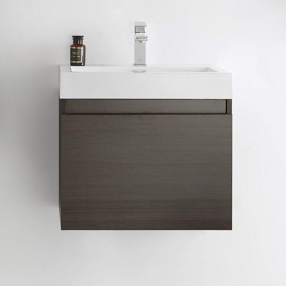 Fresca FCB8006TK-I Fresca Nano 24" Teak Modern Bathroom Cabinet w/ Integrated Sink