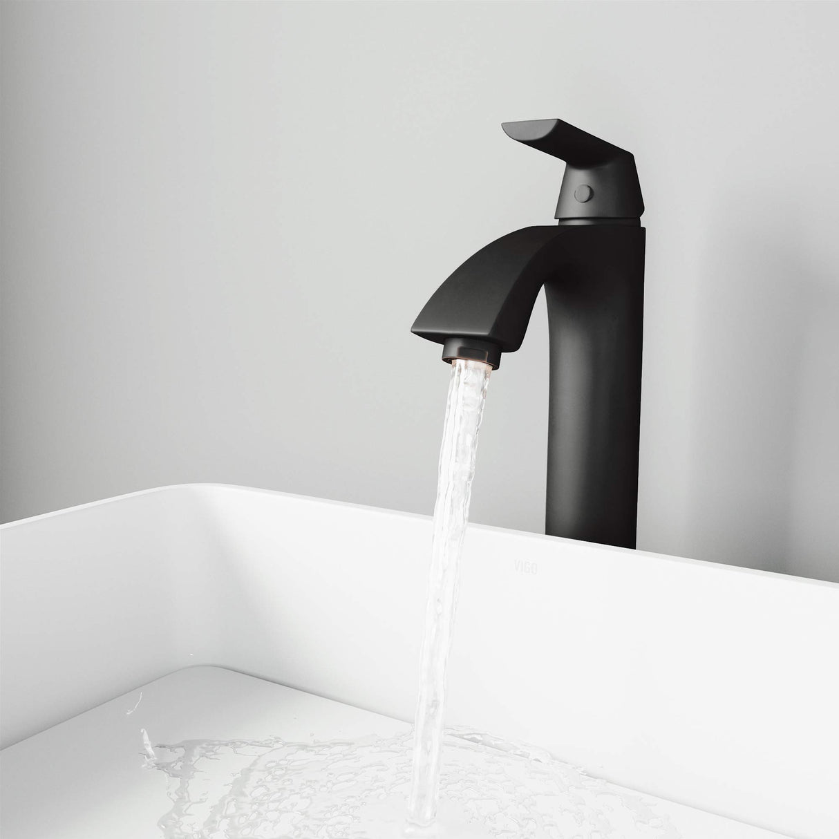 VIGO Linus 10.625 inch H Single Hole Single Handle Bathroom Faucet in Matte Black - Vessel Sink Faucet VG03013MB