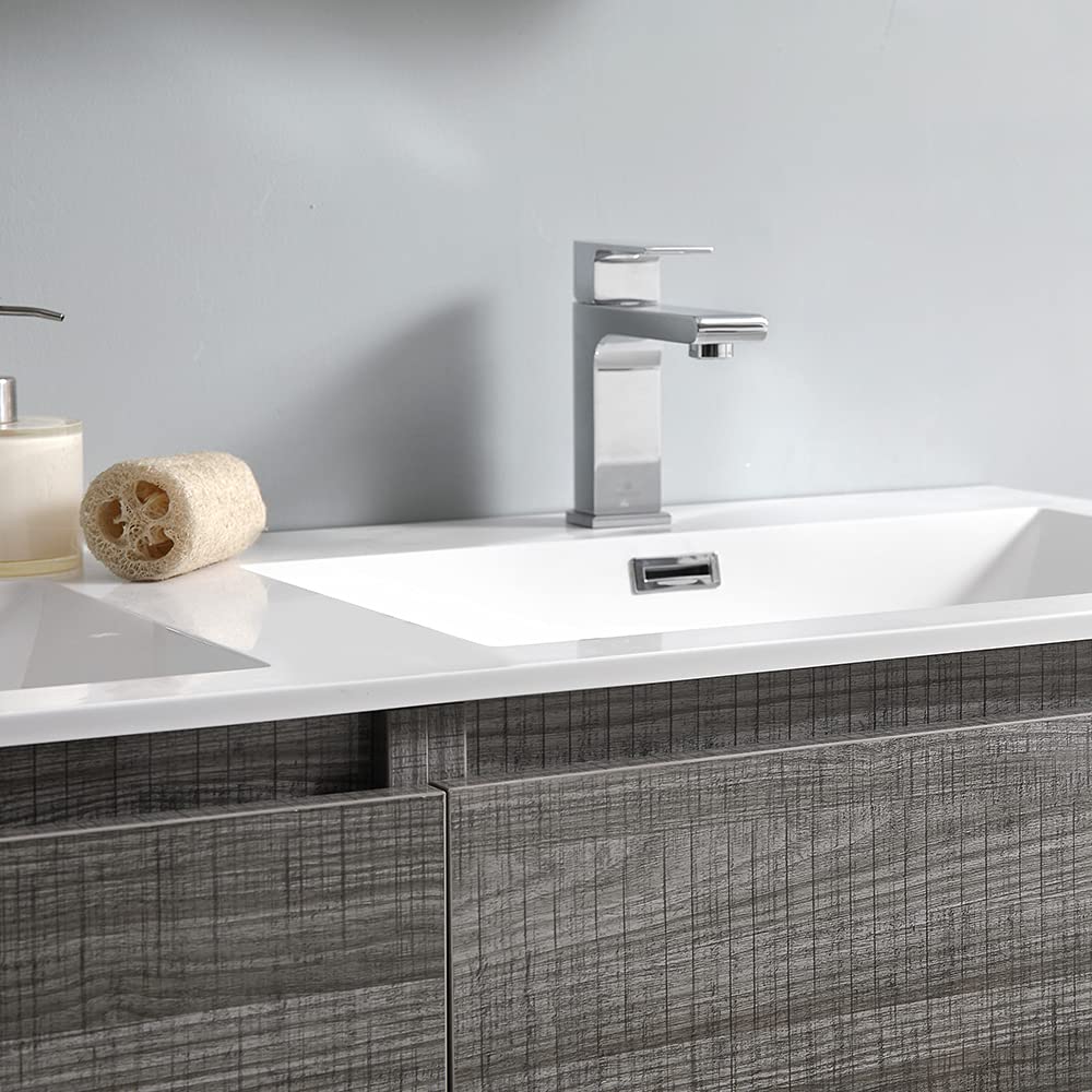 Fresca FCB93-3636MGO-D-I Fresca Lazzaro 72" Gray Wood Free Standing Modern Bathroom Cabinet w/ Integrated Double Sink