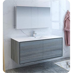 Fresca FVN9260OG-S Fresca Catania 60" Ocean Gray Wall Hung Single Sink Modern Bathroom Vanity w/ Medicine Cabinet