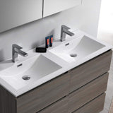 Fresca FCB93-2424HA-D-I Fresca Lazzaro 48" Glossy Ash Gray Free Standing Modern Bathroom Cabinet w/ Integrated Double Sink