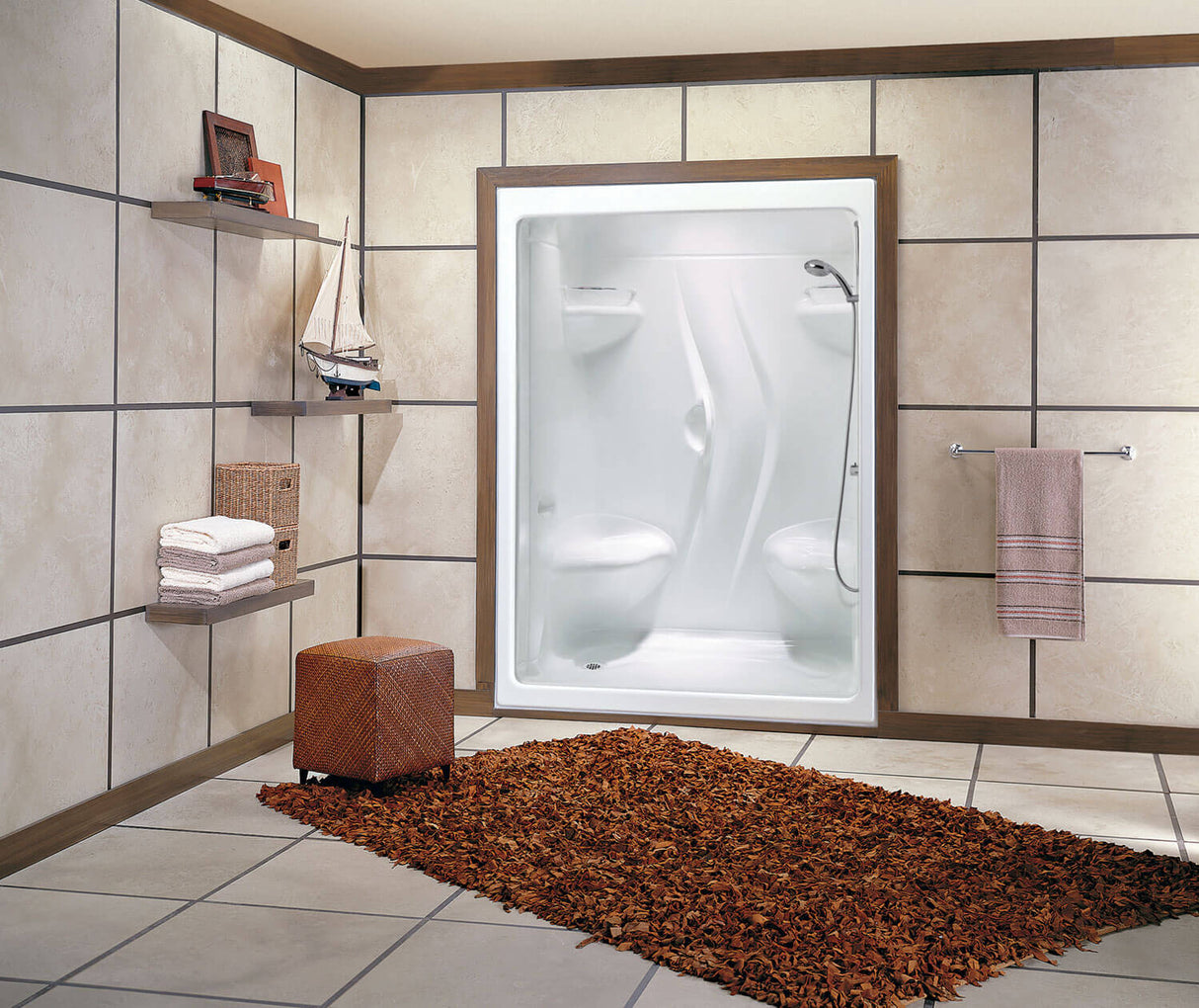 MAAX 101141-000-001-115 Stamina 60-I 60 x 36 Acrylic Alcove Right-Hand Drain Three-Piece Shower in White