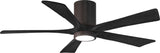 Matthews Fan IR5HLK-TB-BK-52 IR5HLK five-blade flush mount paddle fan in Textured Bronze finish with 52” solid matte black wood blades and integrated LED light kit.