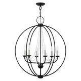 Arabella 6 Light Pendalier in Black with Brushed Nickel Candles (40916-04)