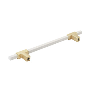 Amerock Cabinet Pull Brushed Gold/White 6-5/16 inch (160 mm) Center to Center Urbanite 1 Pack Drawer Pull Drawer Handle Cabinet Hardware
