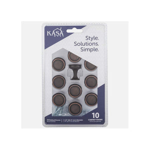 KasaWare K634BORB-10 1-1/8" Diameter Transitional Flat Round Knob, 10-pack