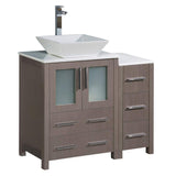 Fresca FCB62-2412GO-CWH-V Fresca Torino 36" Gray Oak Modern Bathroom Cabinets w/ Top & Vessel Sink