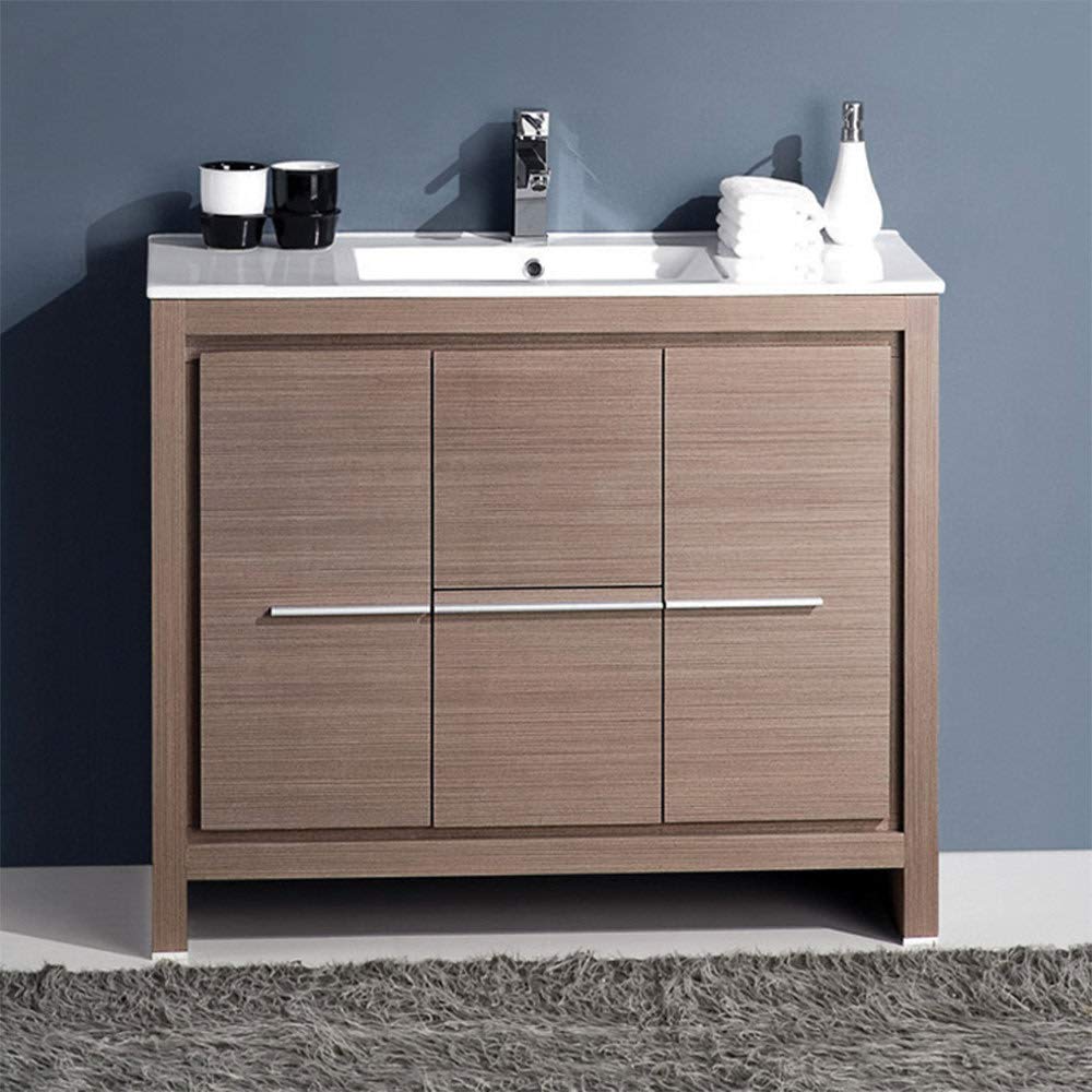 Fresca FCB8140GO-I Fresca Allier 40" Gray Oak Modern Bathroom Cabinet w/ Sink