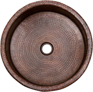 Premier Copper Products VRT15DB 15-Inch Round Vessel Tub Hammered Copper Sink