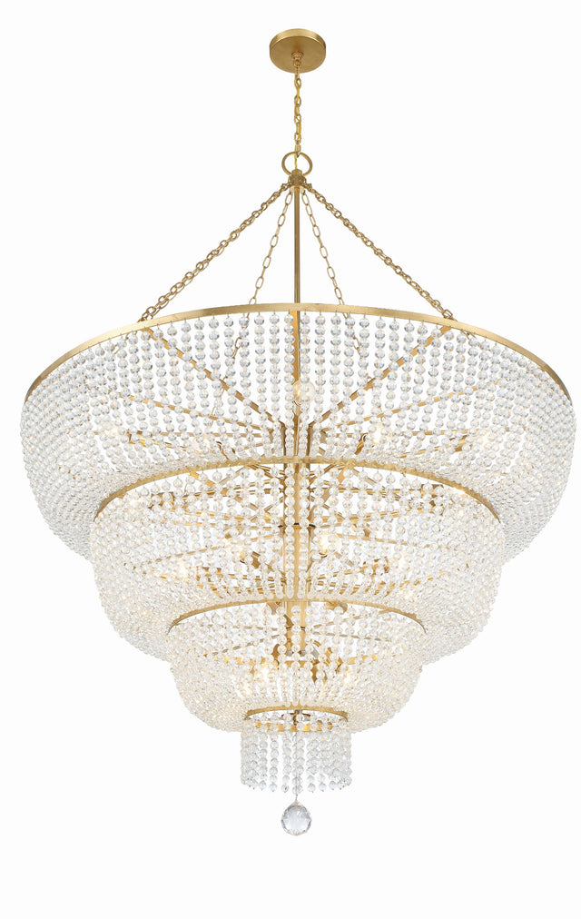Rylee 24 Light Antique Gold Chandelier 618-GA