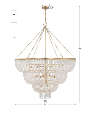 Rylee 24 Light Antique Gold Chandelier 618-GA