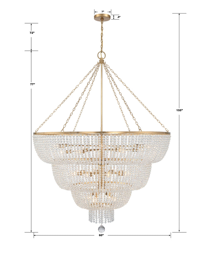 Rylee 24 Light Antique Gold Chandelier 618-GA