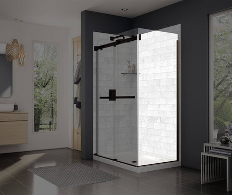 MAAX 137312-900-173-000 Duel and Inverto Return Panel for 34 in. Base with Clear glass in Dark Bronze